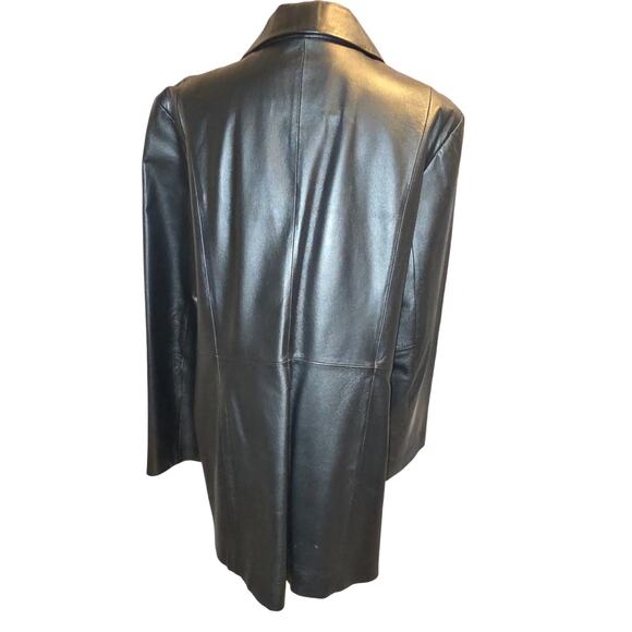 Sonoma Women’s Black Genuine Leather Jacket XL Button Front Blazer-Style - Picture 3 of 7